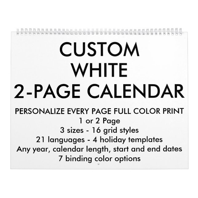 Custom Personalized Large 2-Page Calendar (Cover)