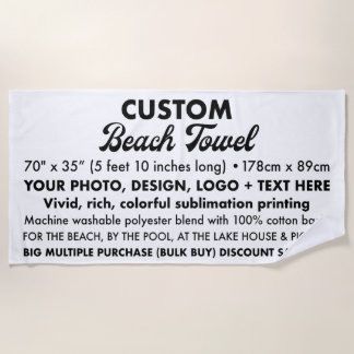 Custom Personalized Large Beach Towel 5' 10"