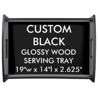 Custom Personalized Large Black Wood Serving Tray