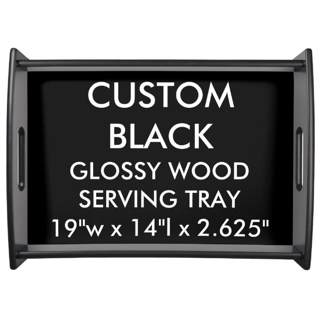 Custom Personalized Large Black Wood Serving Tray (Front)