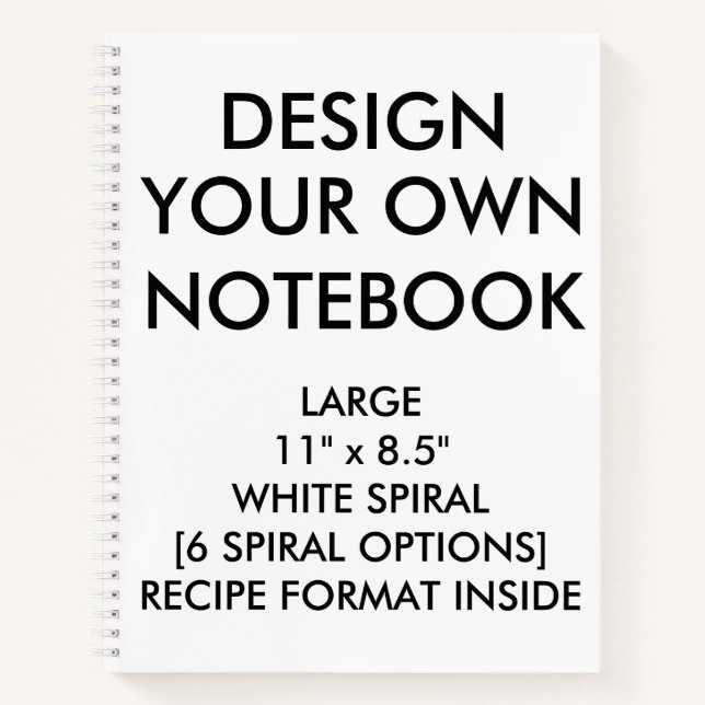 Custom Personalized Large RECIPE Notebook (Front)