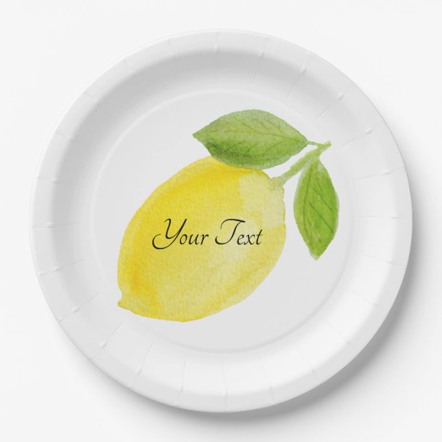 Custom Personalized Lemon Plate. Paper Plates (Front)