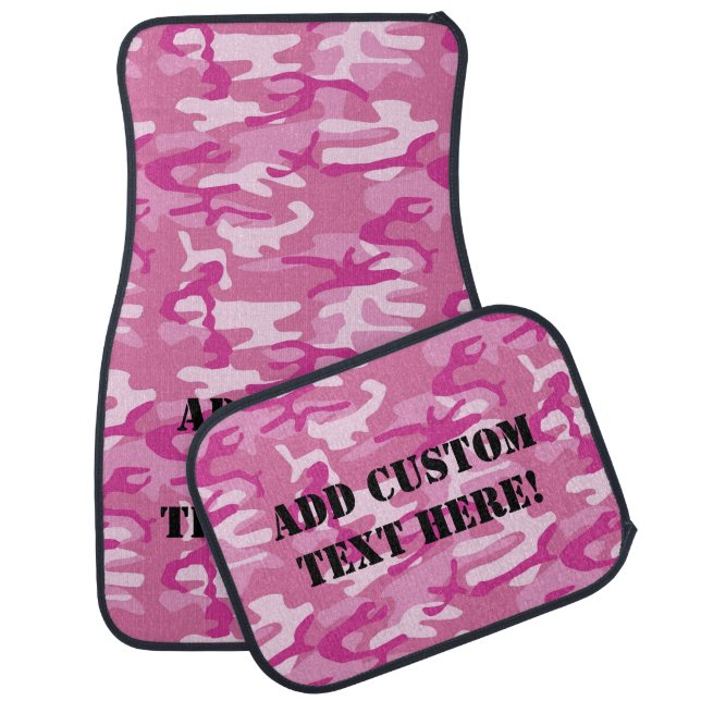 Custom Personalized Light Pink Camo Girl's Car Mat (Set)