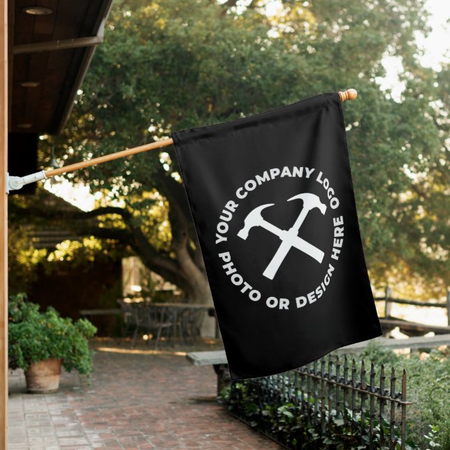 Custom Personalized LOGO STORE FLAG - Black (In SItu)