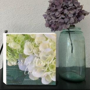 Custom Personalized Love Bible Verse White Floral Wooden Box Sign