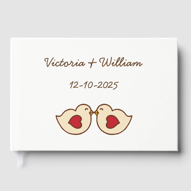 Custom Personalized Love Birds Wedding Guest Book (Front)