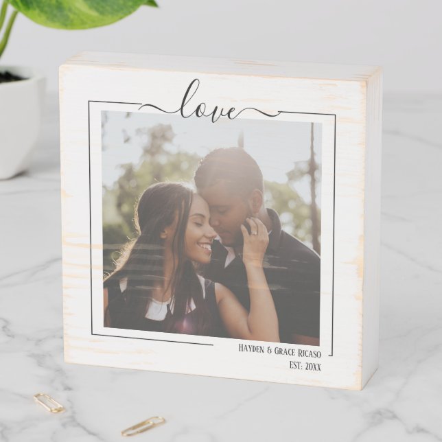 Custom Personalized Love Typography Photo Wooden Box Sign (In Situ Horizontal)