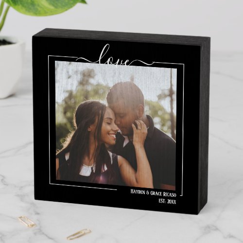 Custom Personalized Love Typography Photo Wooden Box Sign