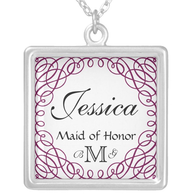 Custom Personalized Maid of Honor Necklace (Front)