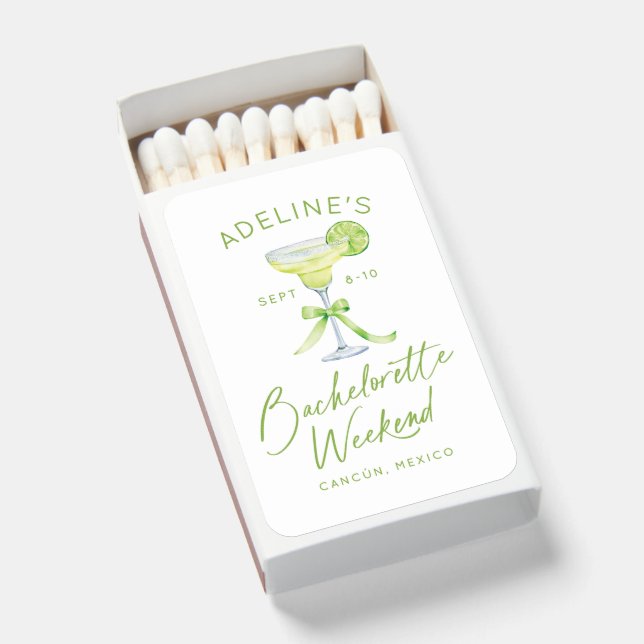 Custom Personalized Margarita Bachelorette Weekend Matchboxes (Front Open)
