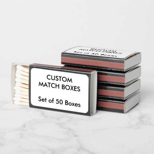 Custom Personalized MATCHBOXES _ BLACK Set of 50