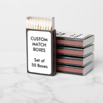 50 Personalized White Cover Wooden Match Boxes Matches