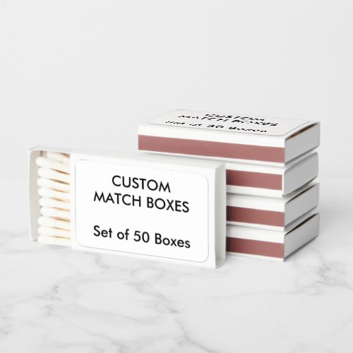 Custom Personalized MATCHBOXES _ WHITE Set of 50