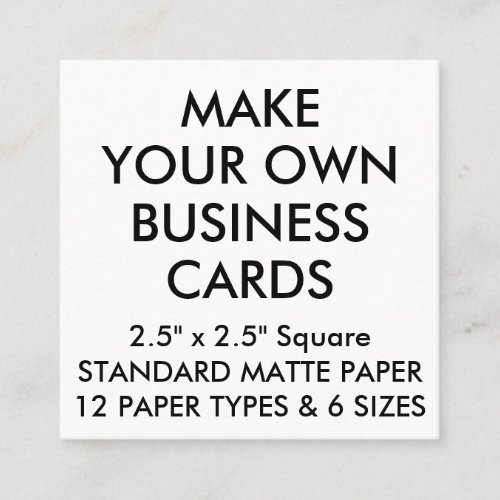 Custom Personalized MATTE Square Business Cards