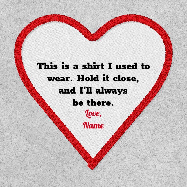 Custom Personalized Memory Pillow Heart Shaped Patch (Front)