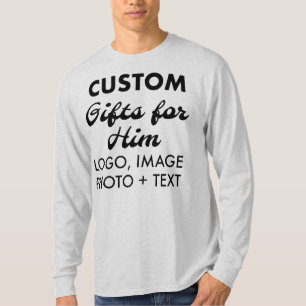 Custom personalized Men's Ash Grey Long Sleeve Tee