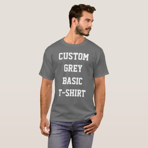 Custom Personalized Mens BASIC DARK GREY T_SHIRT
