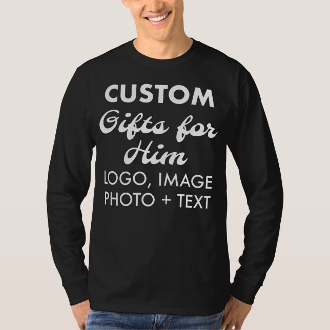 Custom personalized Men's Black Long Sleeve Tee (Front)