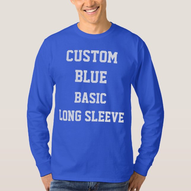 Custom Personalized Mens BLUE LONG SLEEVE T-SHIRT (Front)