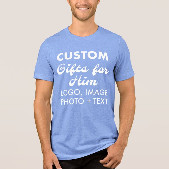 Custom personalized Men's Blue Tri-Blend T-Shirt Shirt (Front)