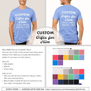 Custom personalized Men's Blue Tri-Blend T-Shirt Shirt