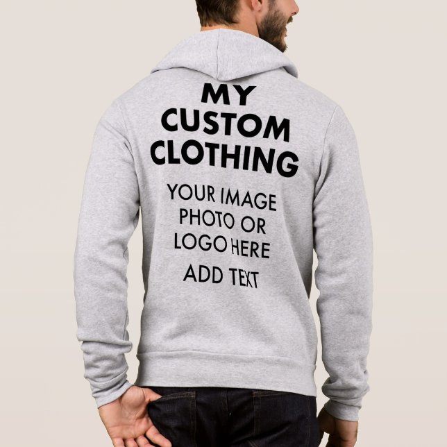 Custom Personalized MEN'S FULL ZIP HOODIE - GREY (Back)