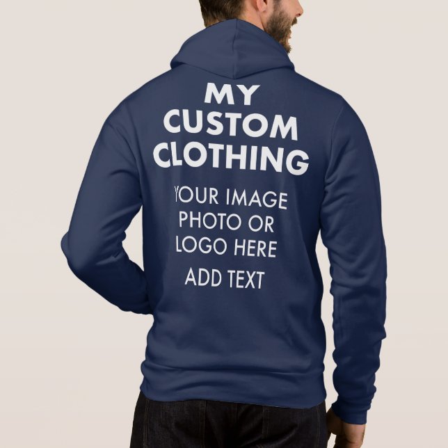Custom Personalized MEN'S FULL ZIP HOODIE - NAVY (Back)