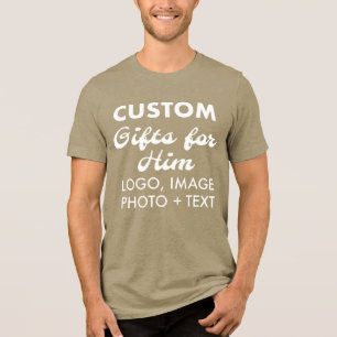 Custom personalized Men's Green Tri-Blend T-Shirt Shirt