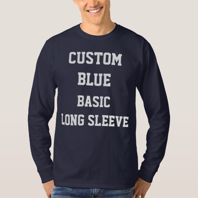 Custom Personalized Mens NAVY LONG SLEEVE T-SHIRT (Front)