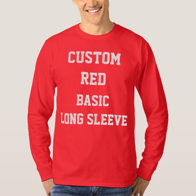 Custom Personalized Men's RED LONG SLEEVE T-SHIRT (Front)