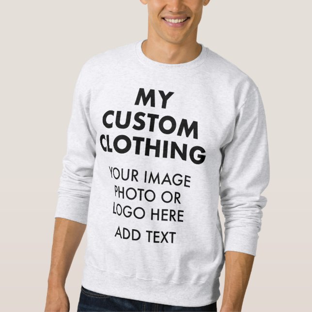 Custom Personalized MEN'S SWEATSHIRT - LIGHT GREY (Front)