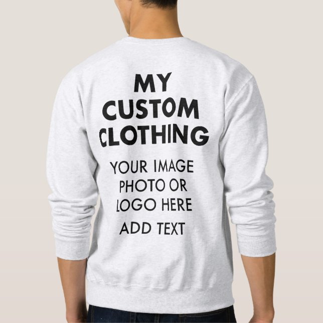 Custom Personalized MEN'S SWEATSHIRT - LIGHT GREY (Back)