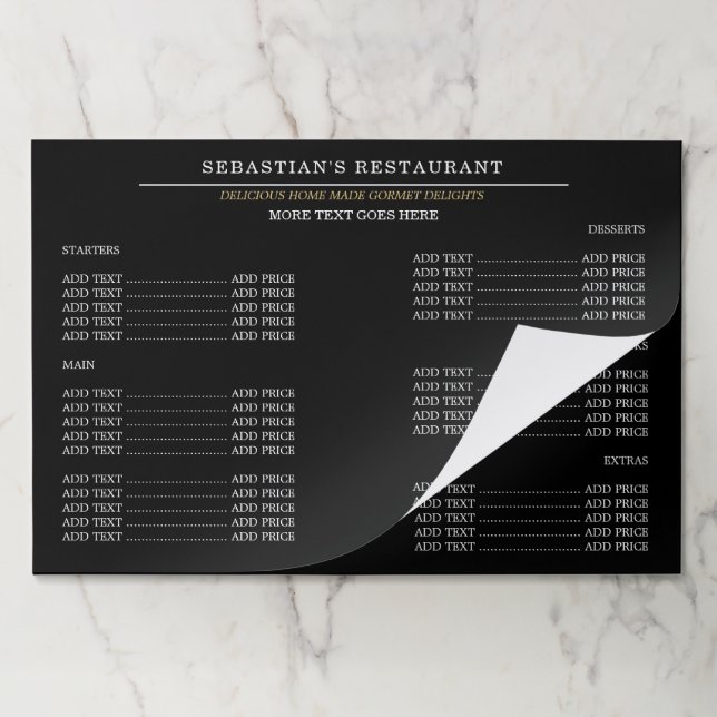 Custom personalized Menu Paper Pad (Folded)