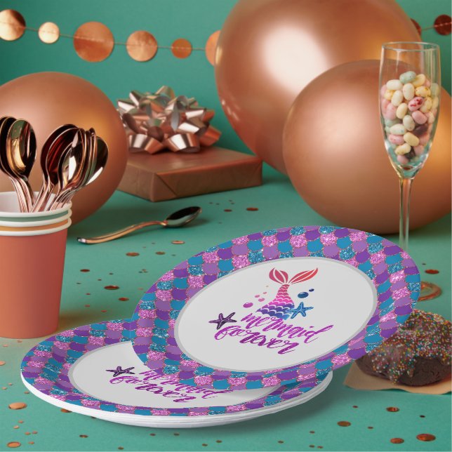 Custom Personalized Mermaid Themed Party Supplies  Paper Plates (Multi)