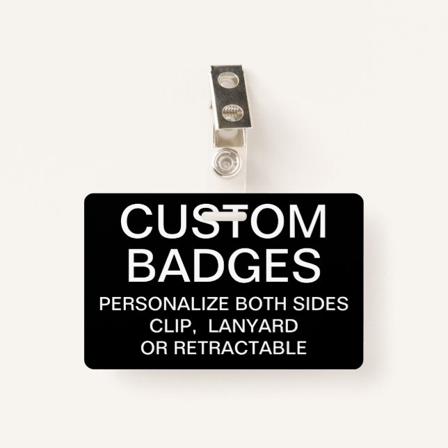 Custom Personalized METAL CLIP BADGE Template (Front with Clip)