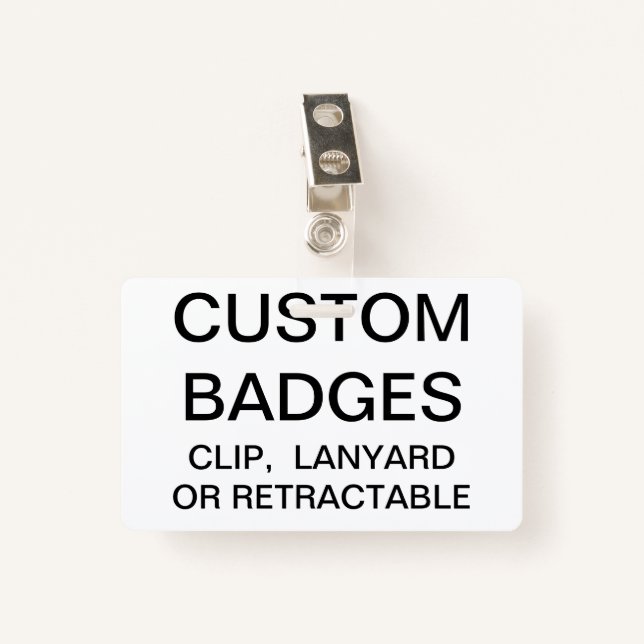 Custom Personalized METAL CLIP BADGE Template (Front with Clip)