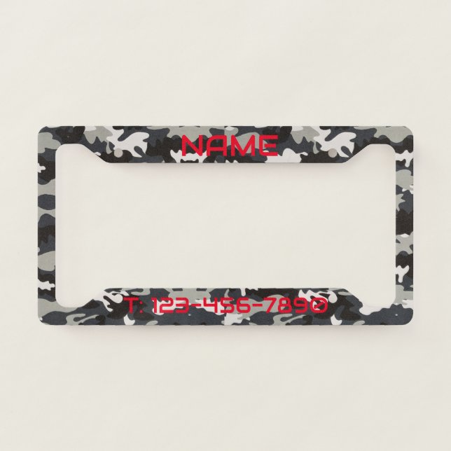 Custom Personalized Military Camo Small Business License Plate Frame (Front)