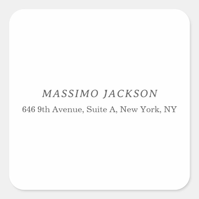 Custom personalized minimalist address name square sticker (Front)