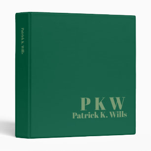 Custom Personalized Minimalist Green Portfolio  3 Ring Binder