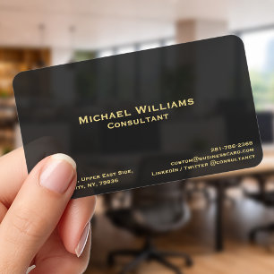 Custom Personalized Modern Black Faux Gold Frosted Clear Business Cards