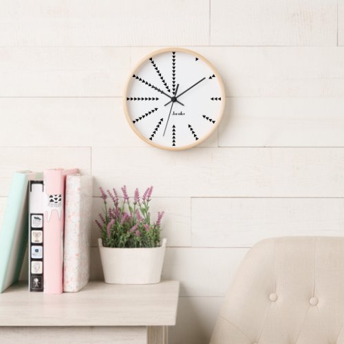 Custom Personalized Modern Decor Black White Wood Clock
