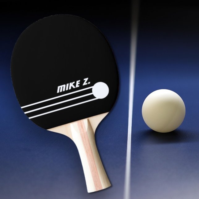 Custom Personalized Modern Font Name on Black Ping Pong Paddle (Creator Uploaded)
