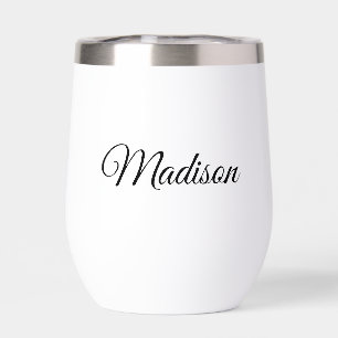 Custom personalized modern trendy script. thermal wine tumbler
