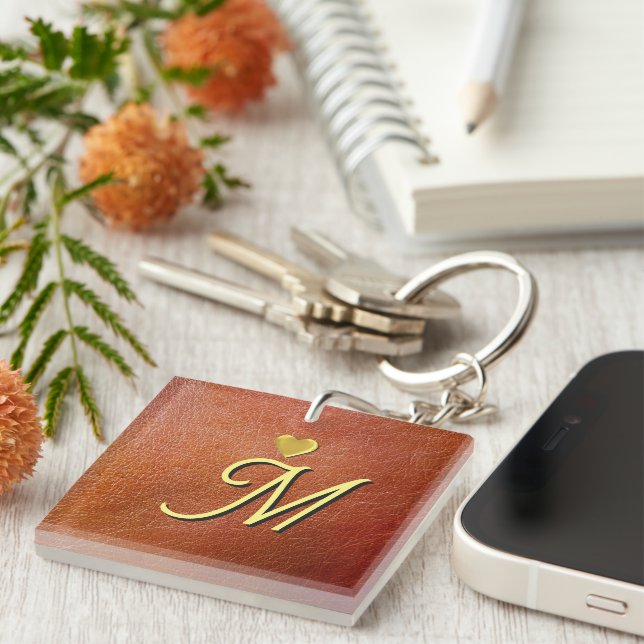 Custom Personalized Monogram Initial Keychain (Front Right)