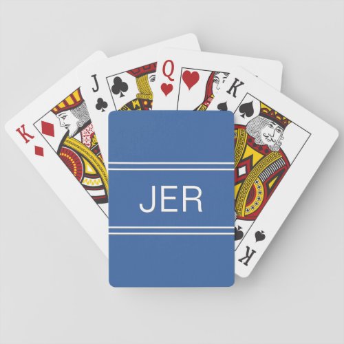 Custom Personalized Monogram Initials Blue Playing Cards