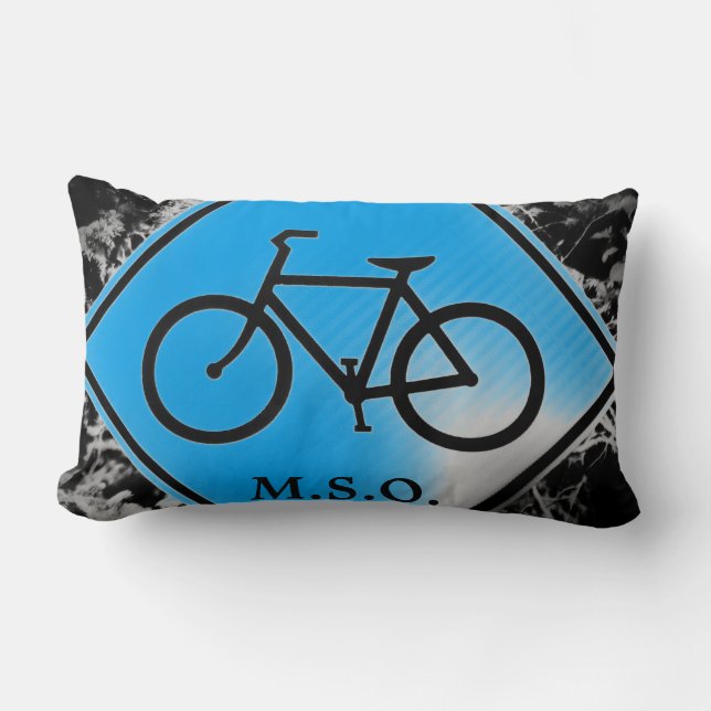 custom personalized Monogram Initials on Bike sign Lumbar Pillow (Front)