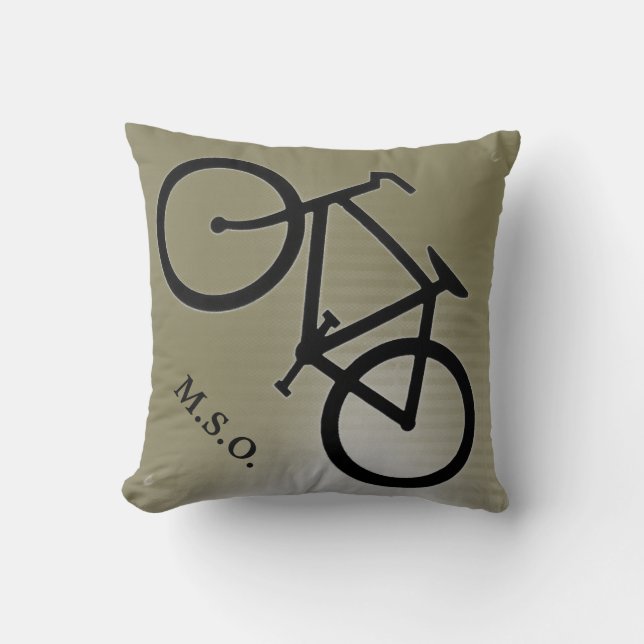 custom personalized Monogram Initials on Bike sign Throw Pillow (Front)