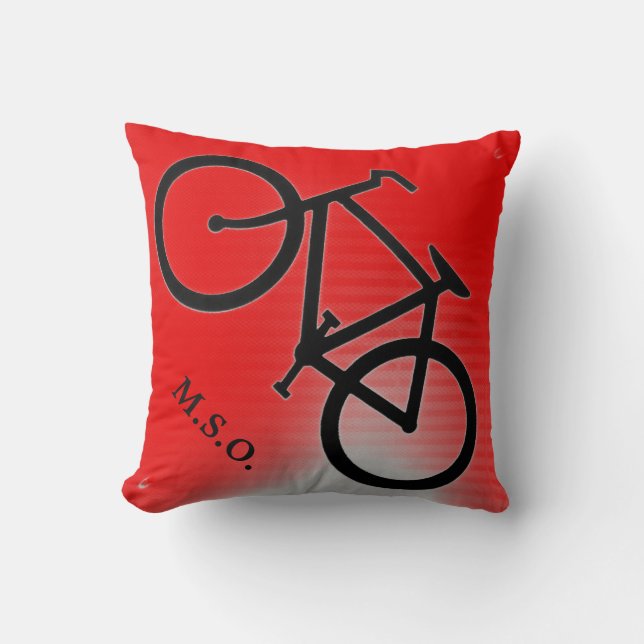 custom personalized Monogram Initials on Bike sign Throw Pillow (Front)