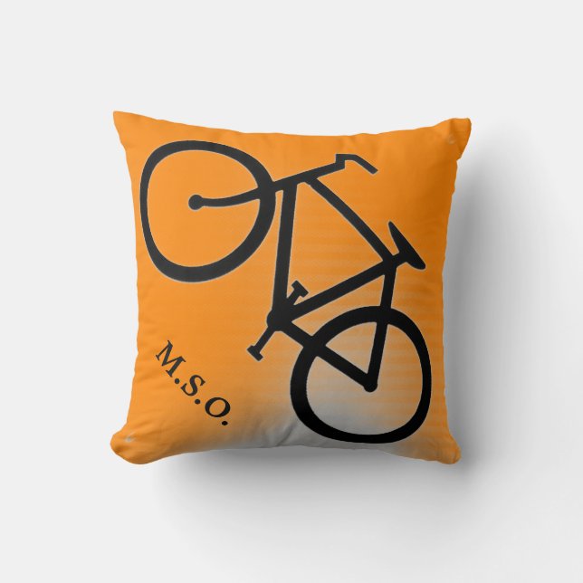 custom personalized Monogram Initials on Bike sign Throw Pillow (Front)