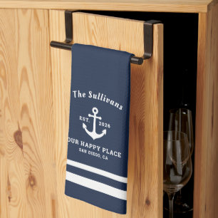 Custom Personalized Monogram Nautical Anchor Kitchen Towel